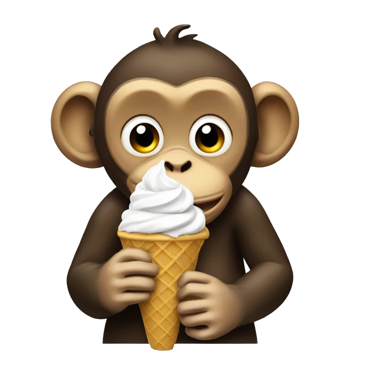 Monkey eating ice cream emoji