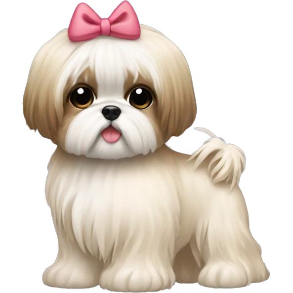 cream girl hugging cream long hair shih tzu with bow on head  emoji