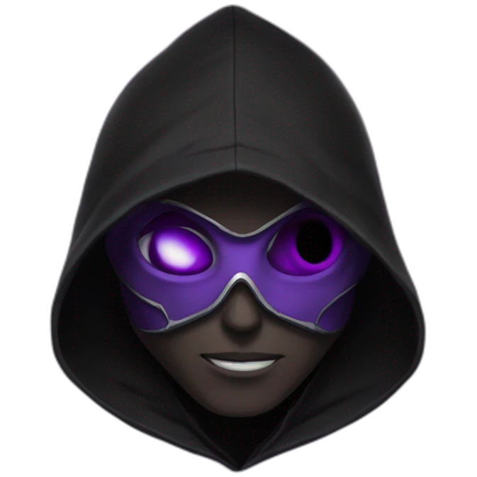 Dominus black hoddie purple eyes emoji