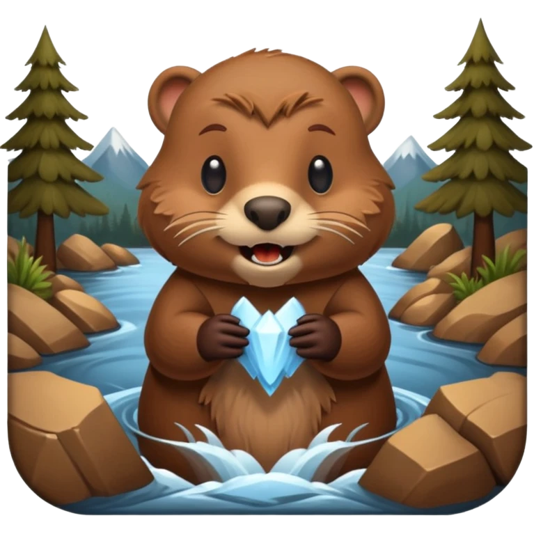 Cute beaver building a dam emoji