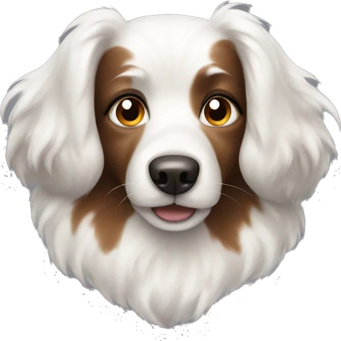 White dog with brown spots and long fluffy ears emoji