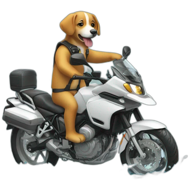 un chien sur une moto sur l'eau emoji
