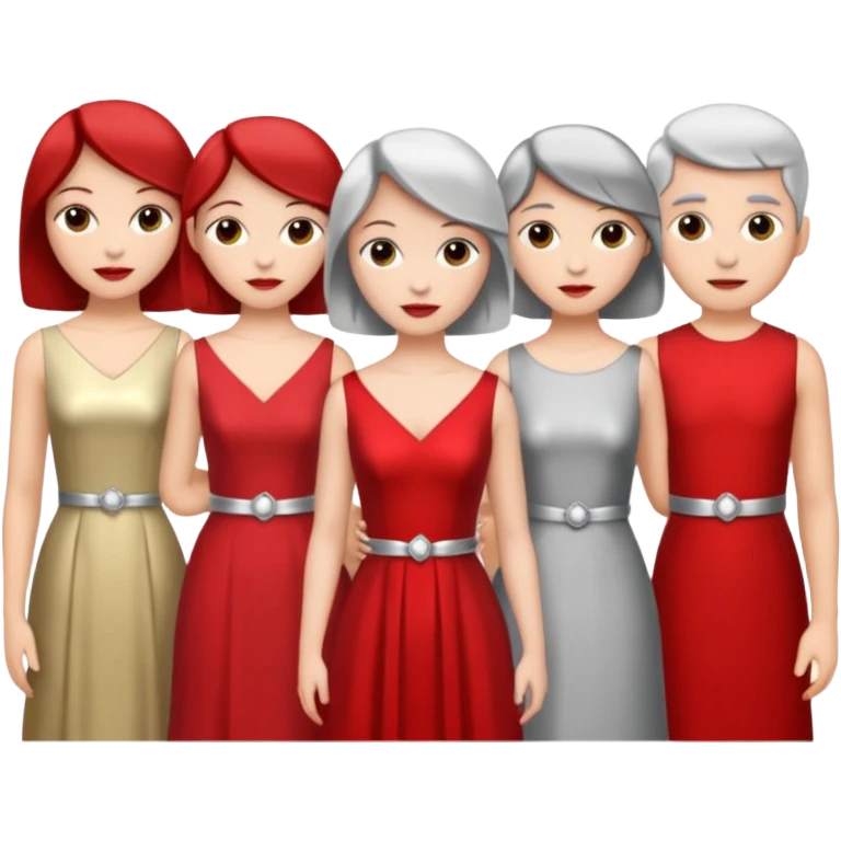 listening party people who only wearing red and silver dress code emoji