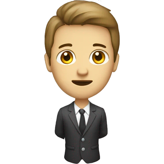 Persona estoica con trajo y un letrero de alto emoji
