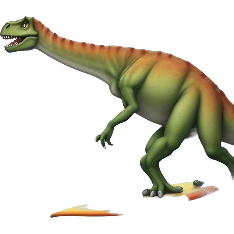 Dinosaure sur une planche de surf emoji