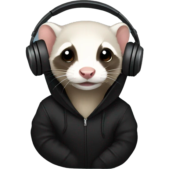 Ferret in a black hoodie and headphones emoji