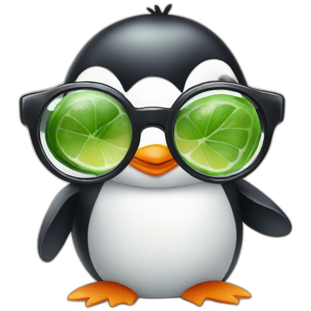 baby penguin with big glasses drinking mojito emoji