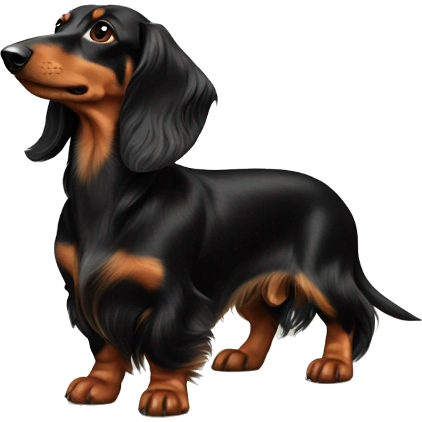 longhaired dachshund black tan emoji