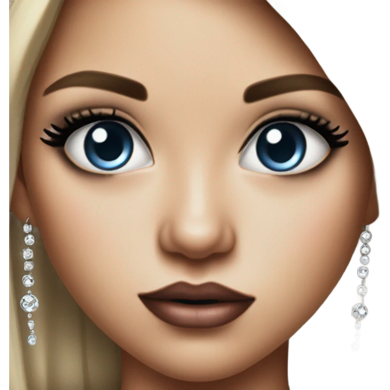 realistic portrait of a girl with piercings in ear and rhinestone makeup on eyes EMOJI emoji