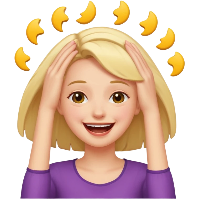 Girl laughing and holding her head  emoji