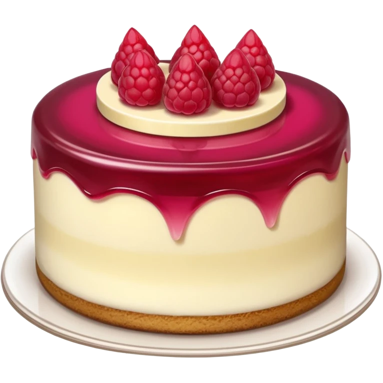 A three-layer cake with brown at the bottom, vanilla in the middle, and raspberry jelly on top. A cold cheesecake. emoji