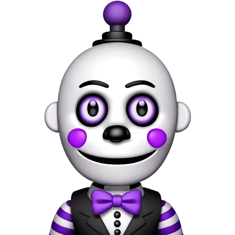 The Puppet Marionette from Five Nights at Freddy's with white face and purple tears emoji