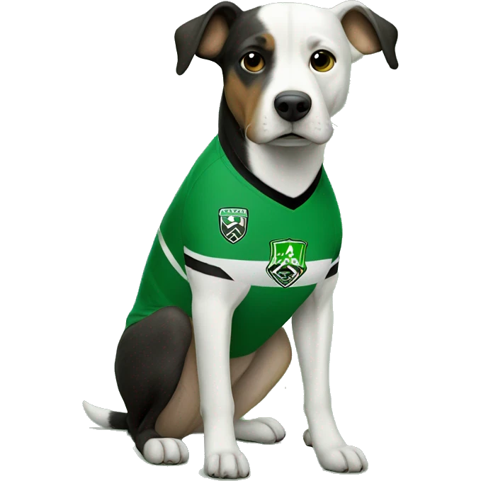 Dog wearing austin fc jersey emoji