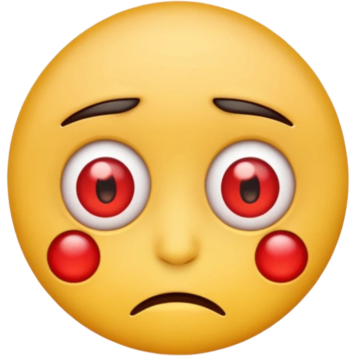 An emoji with red round eyes  with lyi tired face! emoji