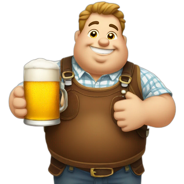 chubby guy drinking beer at oktoberfest emoji