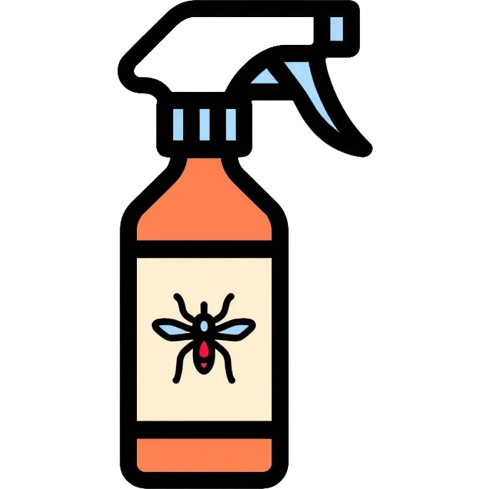 Insect repellent spray bottle with mosquito symbol emoji