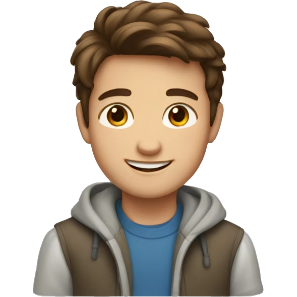 smiling boy with brown hair emoji