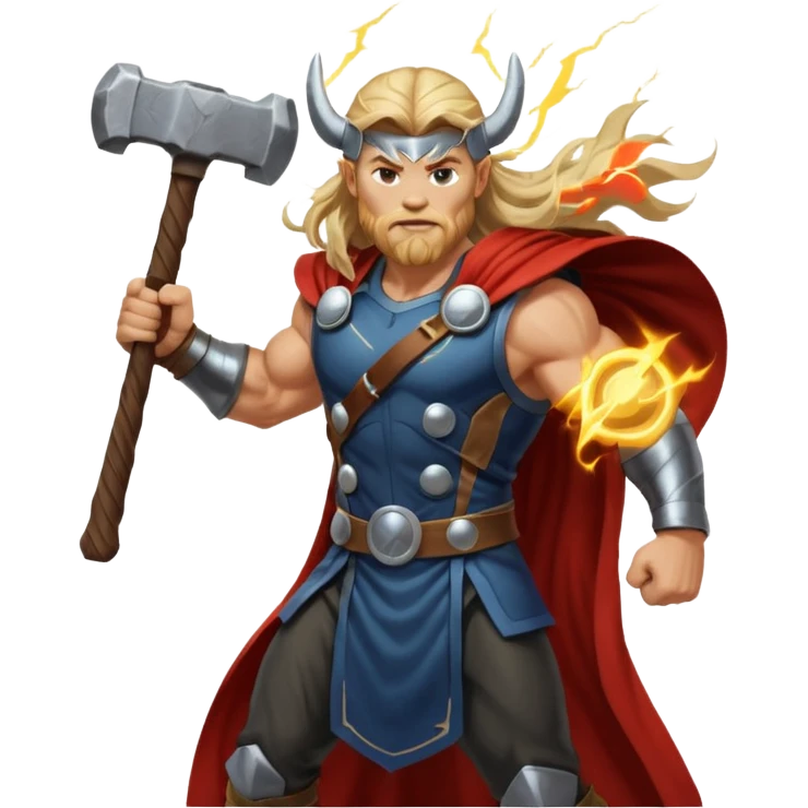 Norse god Thor, with hammer and lightning  emoji
