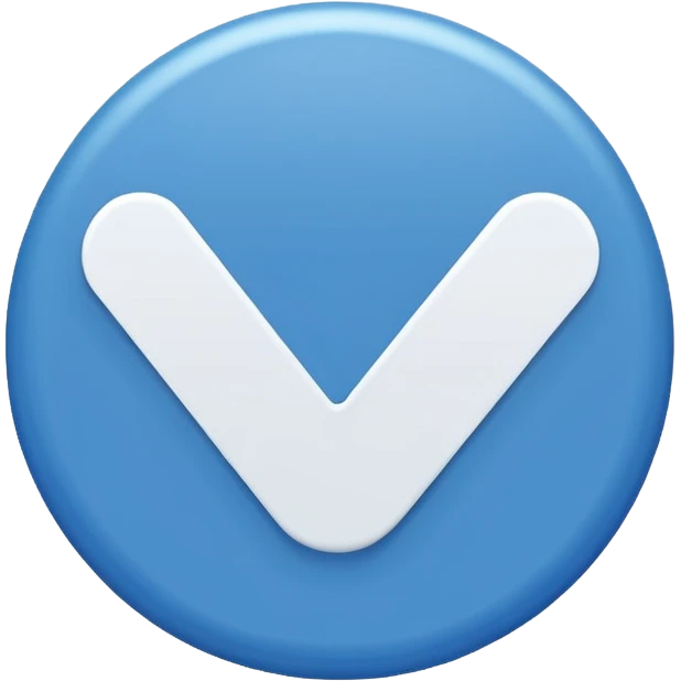 A blue circle entered by a white check mark emoji