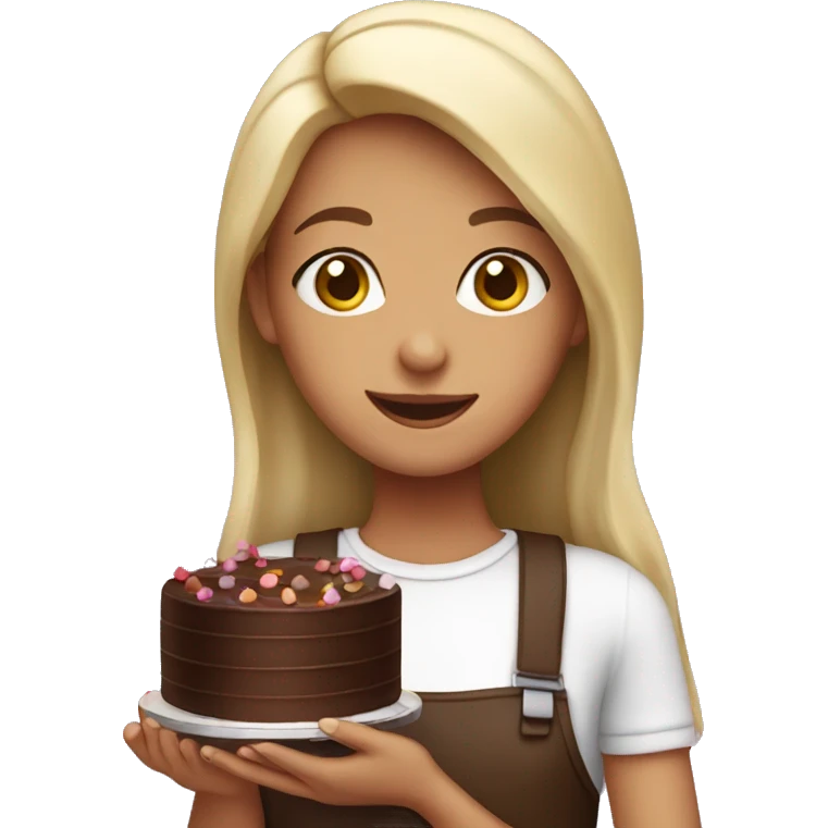 Girl holding chocolate cake  emoji
