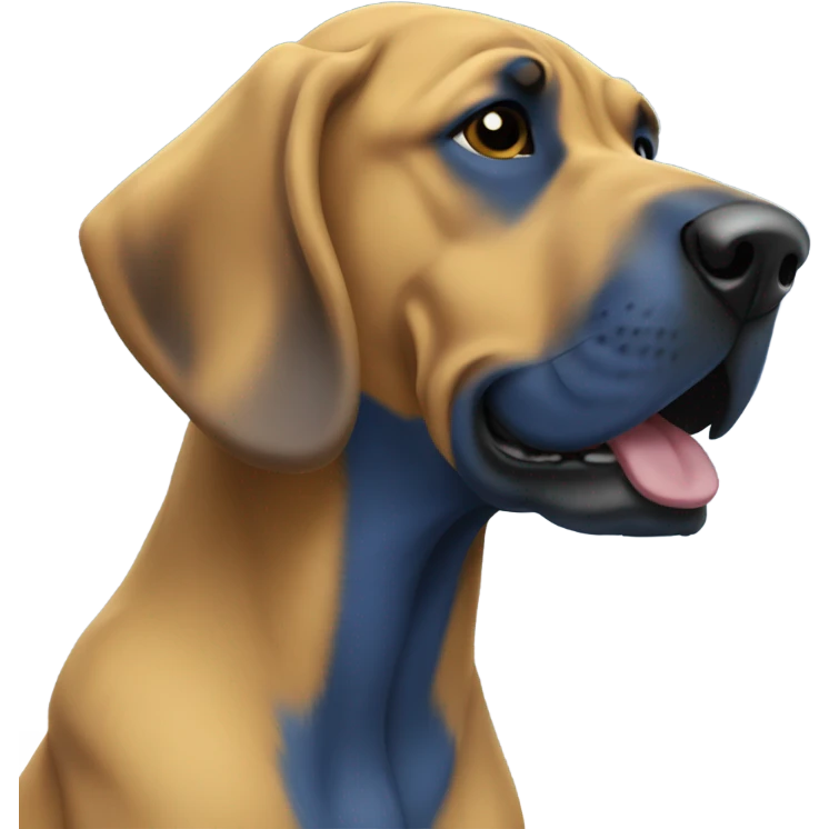 blue and yellow bloodhound singing in the snow. emoji