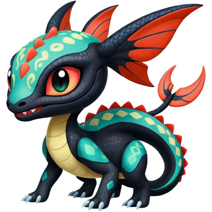 Colorful Exotic Meloetta-Toothless-Salandit-Stitch-Fakémon-creature-hybrid emoji
