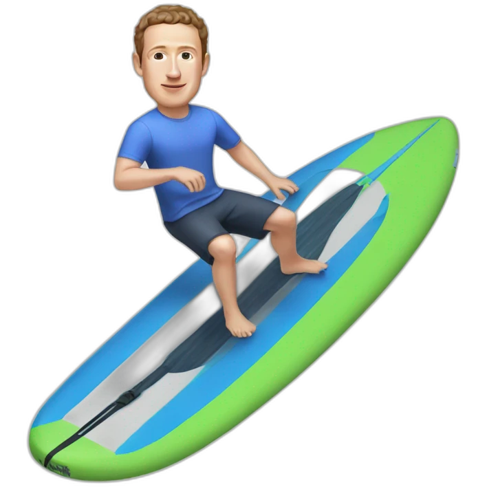 Mark Zuckerberg riding hover surfboard emoji