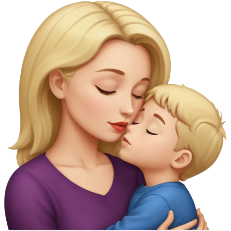 Mulher beijando testa do filho  emoji