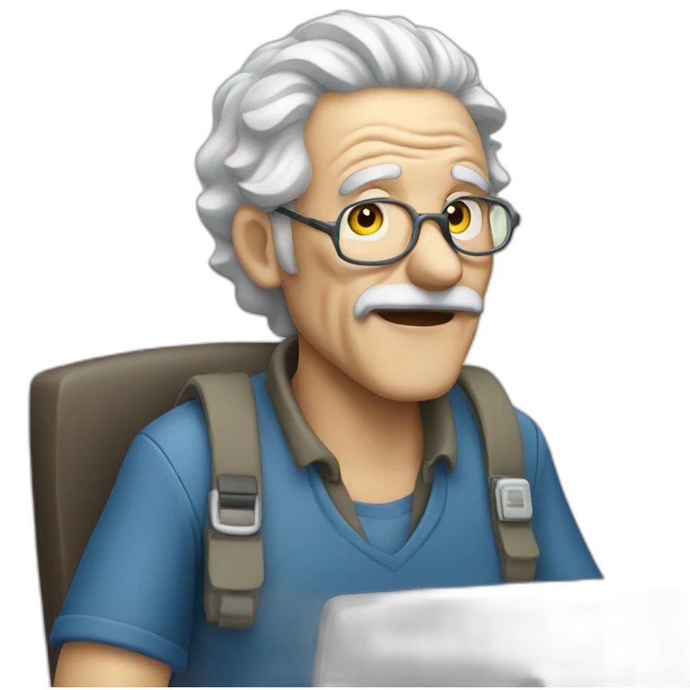 Crazy old man working in techical support emoji