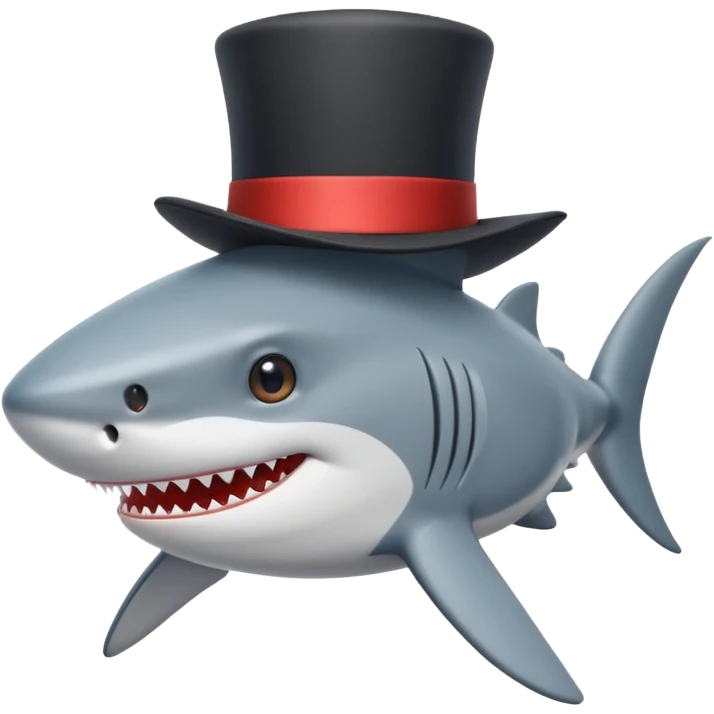 Shark with a top hat emoji