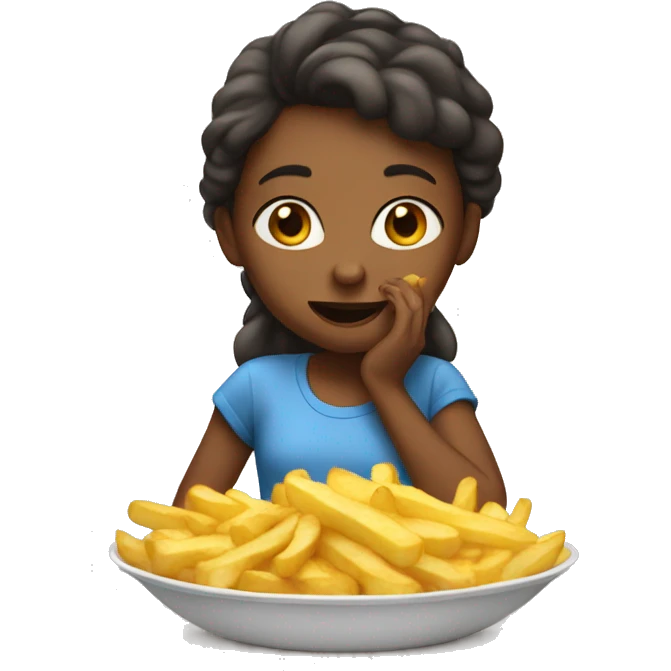 a girl eating fried potatoes emoji