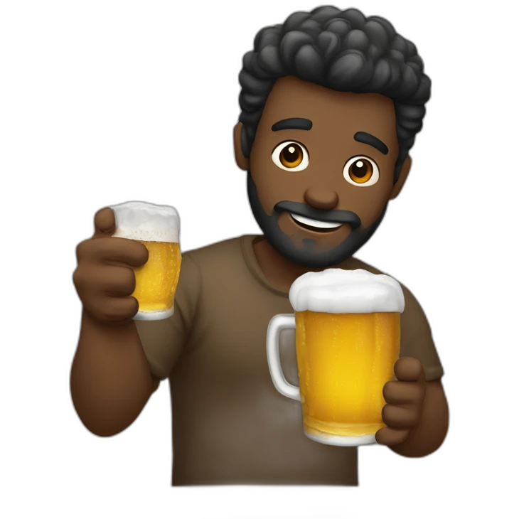 hombre con pelo negro fumando y bebiendo cerveza emoji