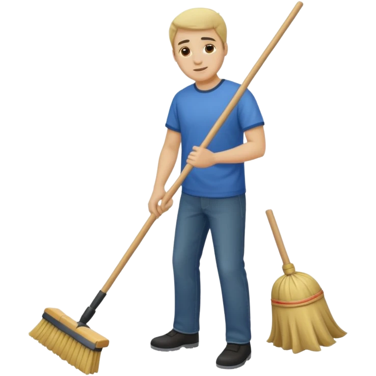 ligth man sweeping the floor emoji