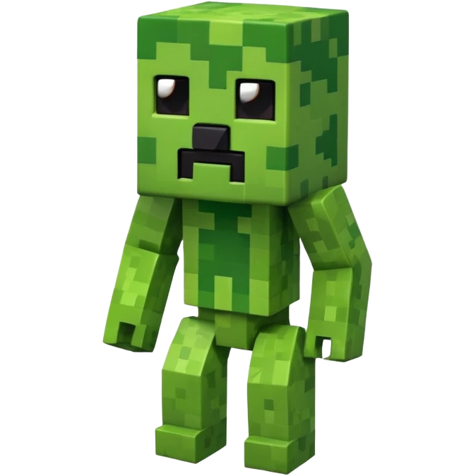 Minecraft creeper creature with sinister crooked looking and is creepy emoji
