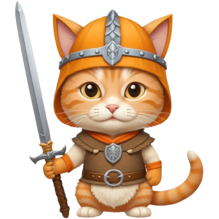 Viking Cat in viking hat holding tiny sword emoji