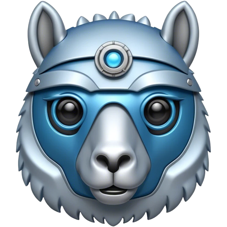 a llama robot face that has some detective features in blue silver colours  emoji