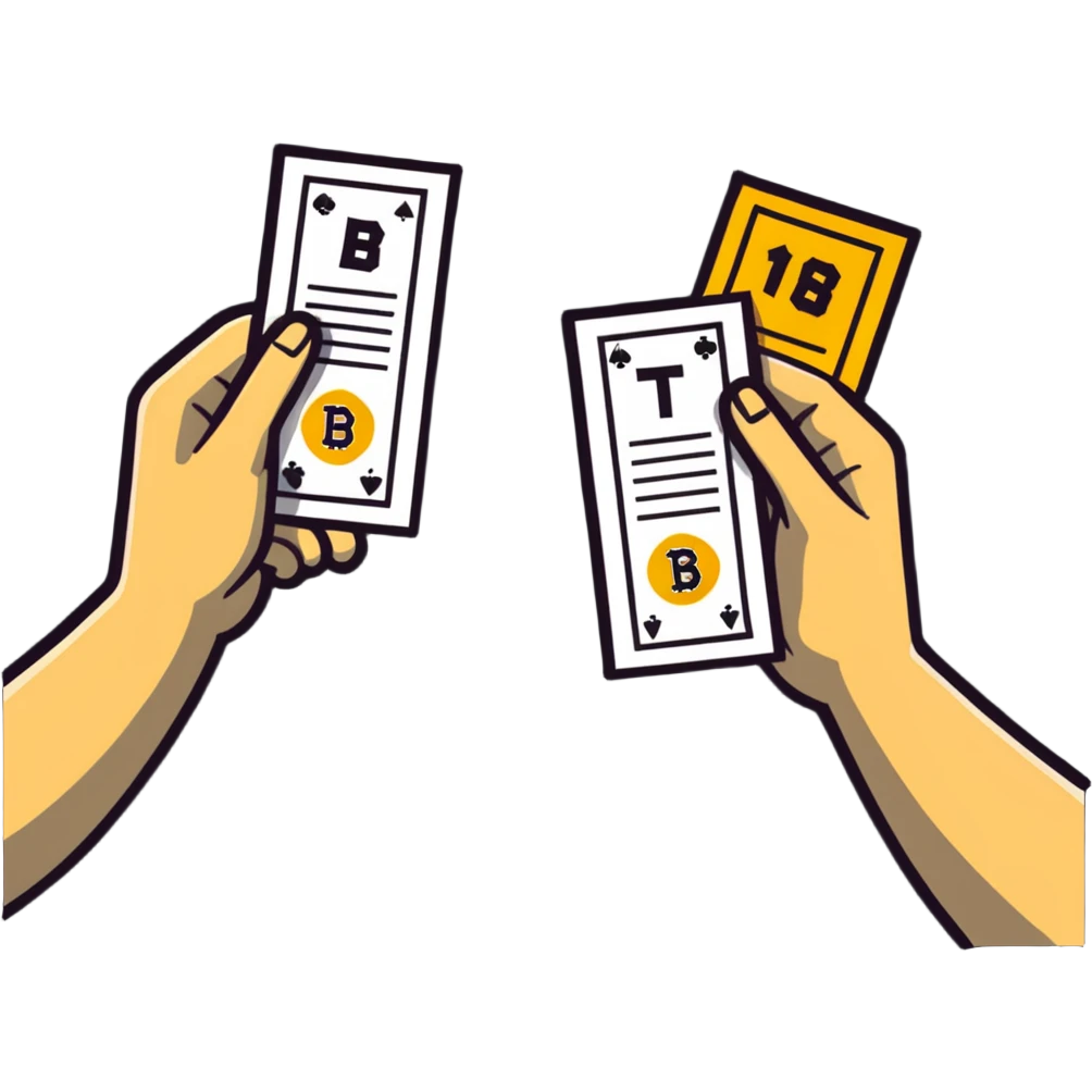 two sports fans high-fiving with a bet slip, representing 'tail your sports bet' emoji