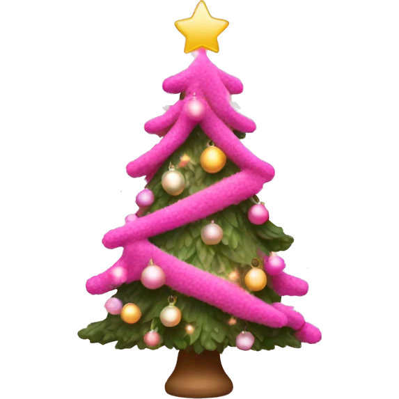 pink christmas tree with bobbles and lights emoji