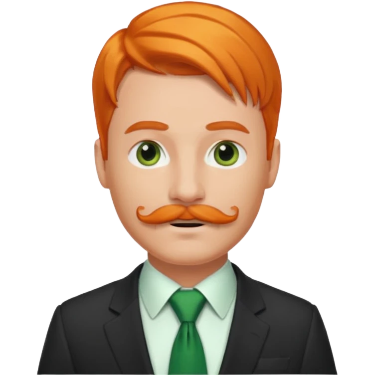orange hair man with mustache & green tie emoji