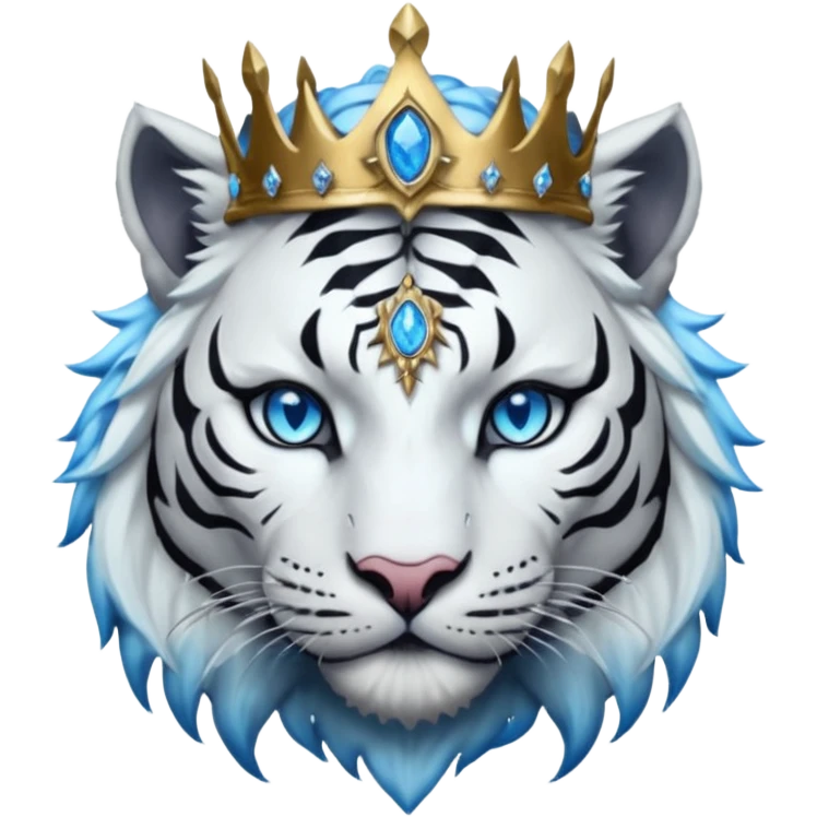 ESO Female white/black tiger khajiit leader of the umbral rose, glowing blue eyes, glowing blue 'third eye' gem, something symbolizing leadership ruling  emoji