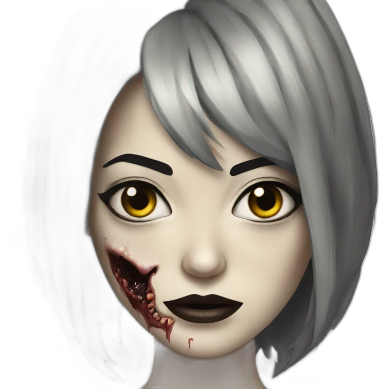 Emma Stone Zombie black hair emoji