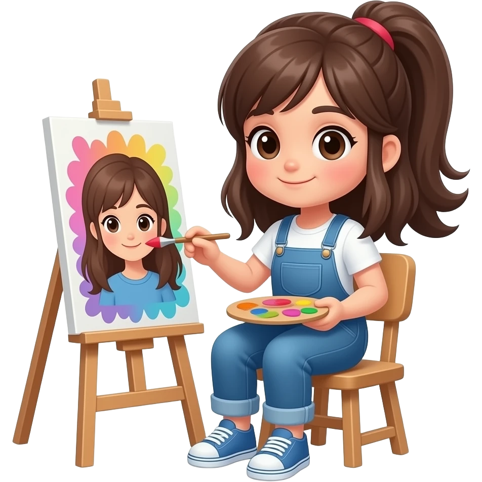 girl painting art emoji