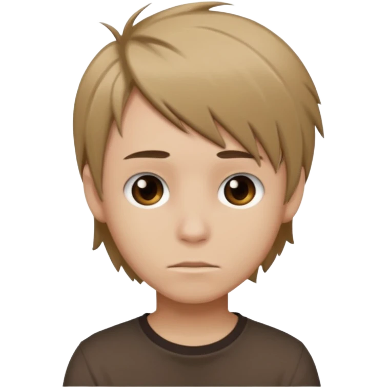 boy with dark blonde hair emo, shirt color brown emoji
