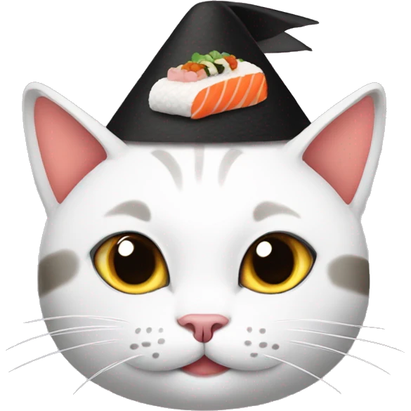 cat wearing sushi as a hat emoji