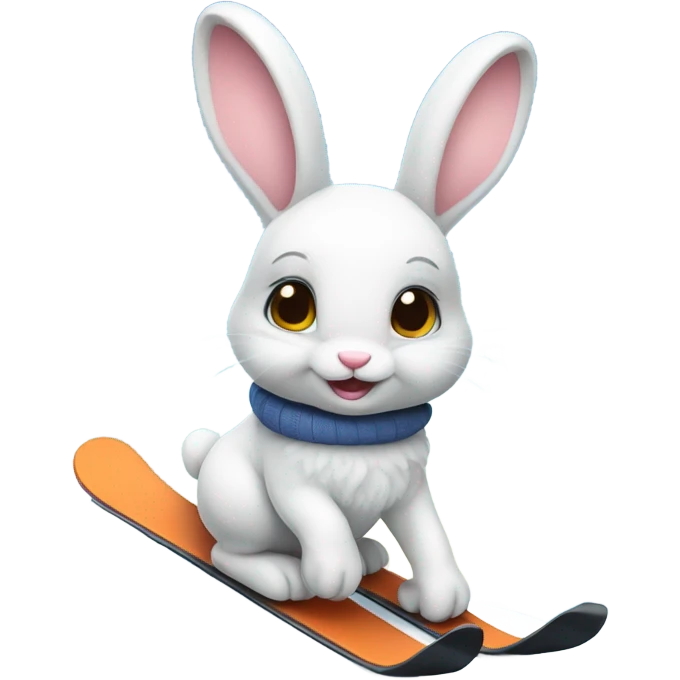 cute baby bunny skiing  emoji