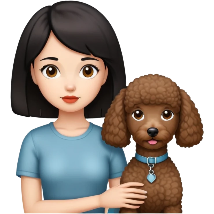 girl with short black  straig hair and a brown poodle emoji
