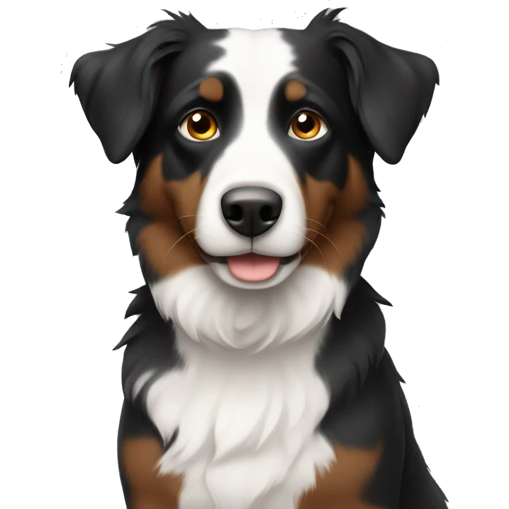 Black and white bi Aussie with brown eyes emoji