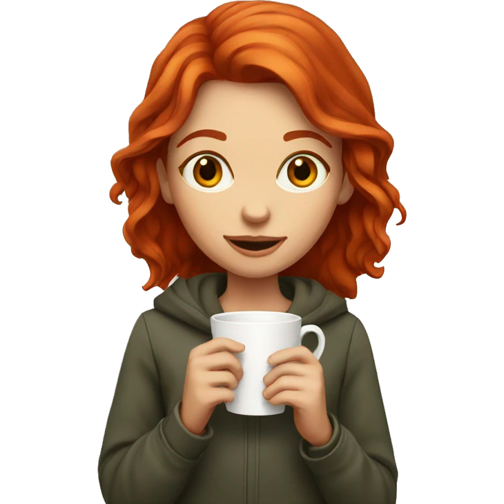Red headed girl with a coffee cup emoji