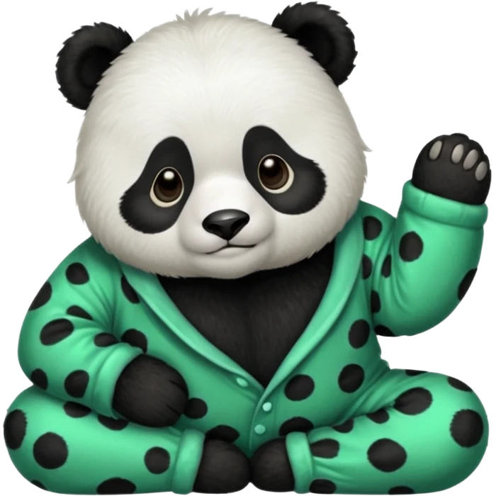 make a cute dark green panda with some pjs laying downmake a cute dark green panda  with some pjs laying down emoji