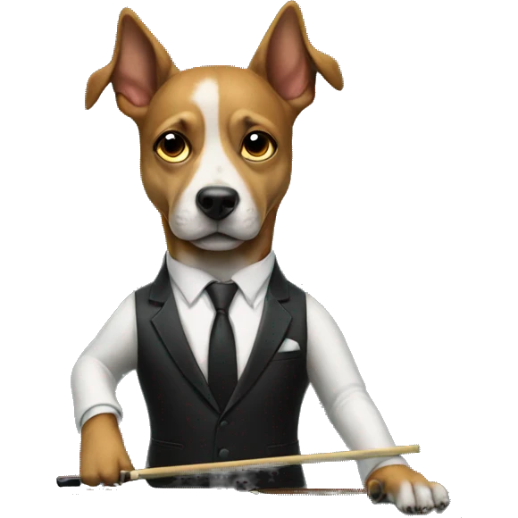 Dog wearing a suit playing pool at a pool table emoji